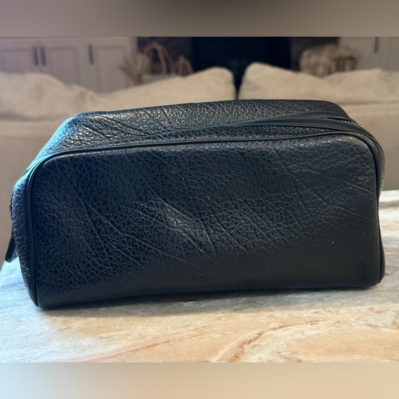 Authentic COACH Toiletry Travel Bag- black leather with varsity stripe - Picture 4 of 9